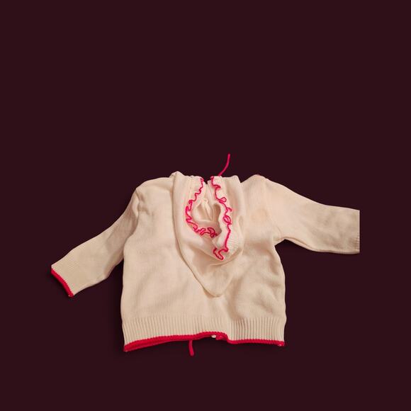 Toddler Girls Sweater Hoodie Zipper Front By Winnie The Pooh White Red Ruffles - Picture 4 of 8